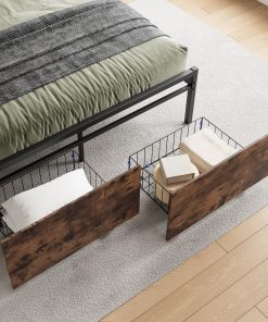 Solid Full Size Platform Bed with 2 Drawers