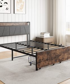 Solid Full Size Platform Bed with 2 Drawers