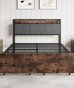 Solid Full Size Platform Bed with 2 Drawers