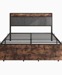 Solid Queen Size Platform Bed with 2 Drawers