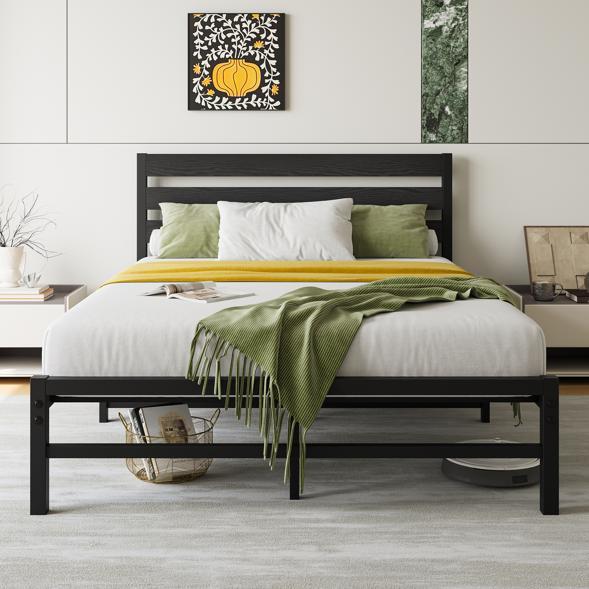 Full Size Platform Bed Frame With Headboard
