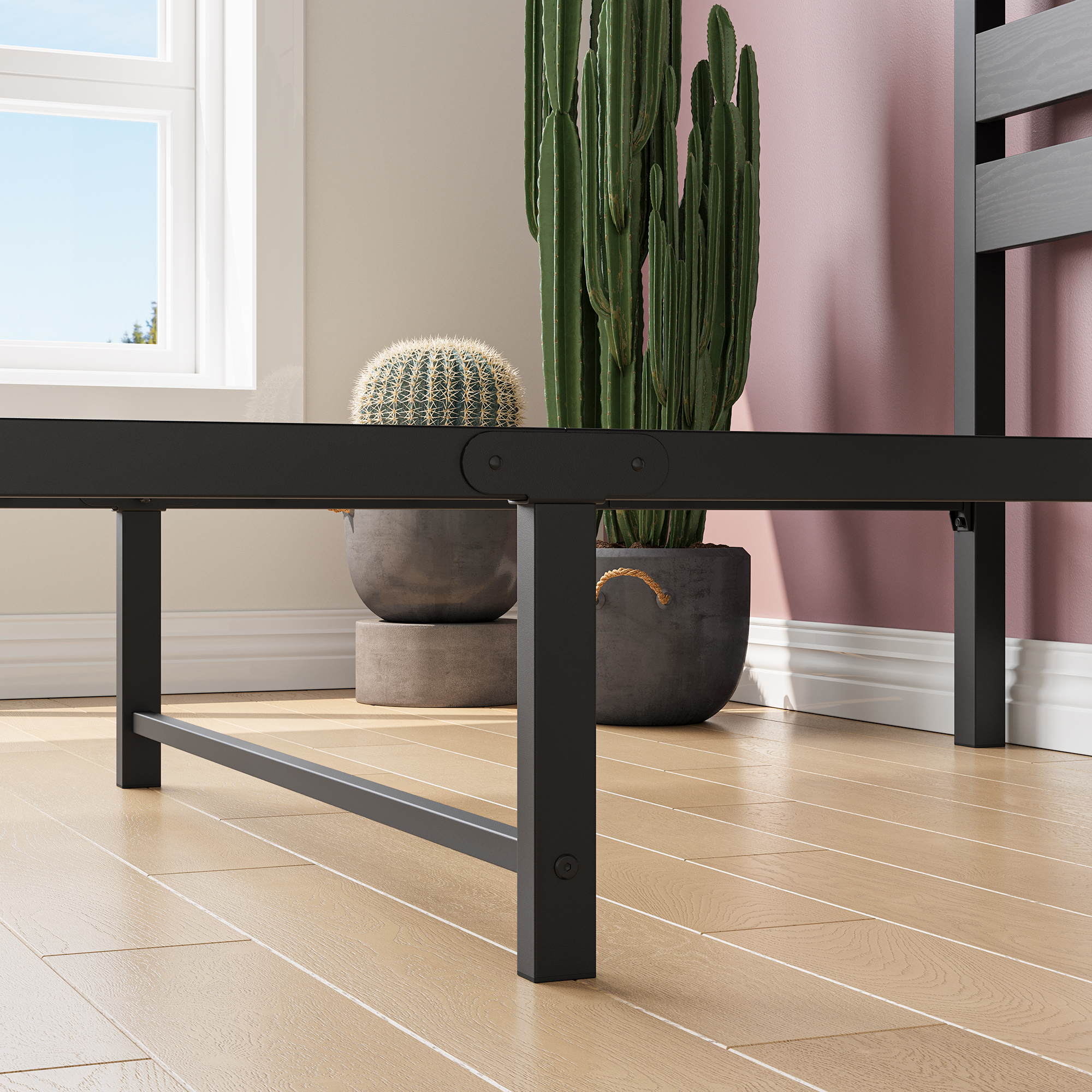 Twin Size Platform Bed Frame With Headboard