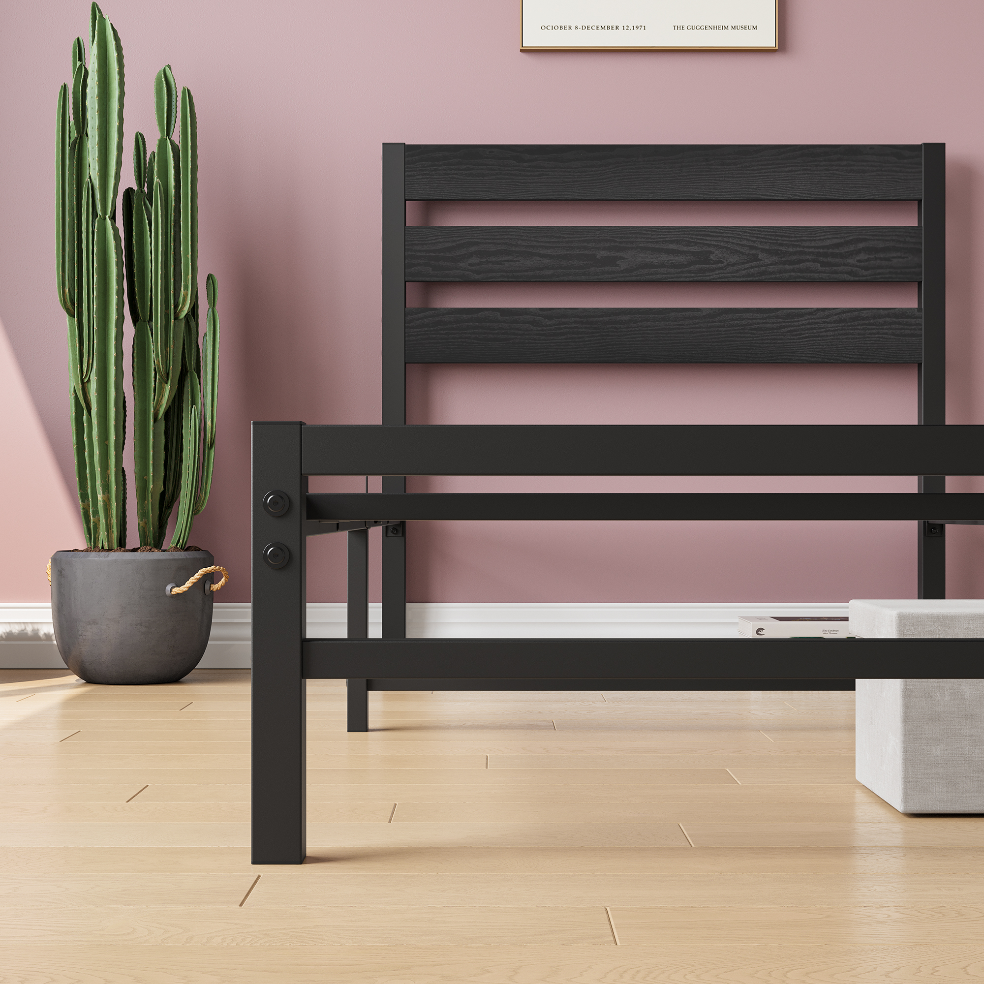 Twin Size Platform Bed Frame With Headboard