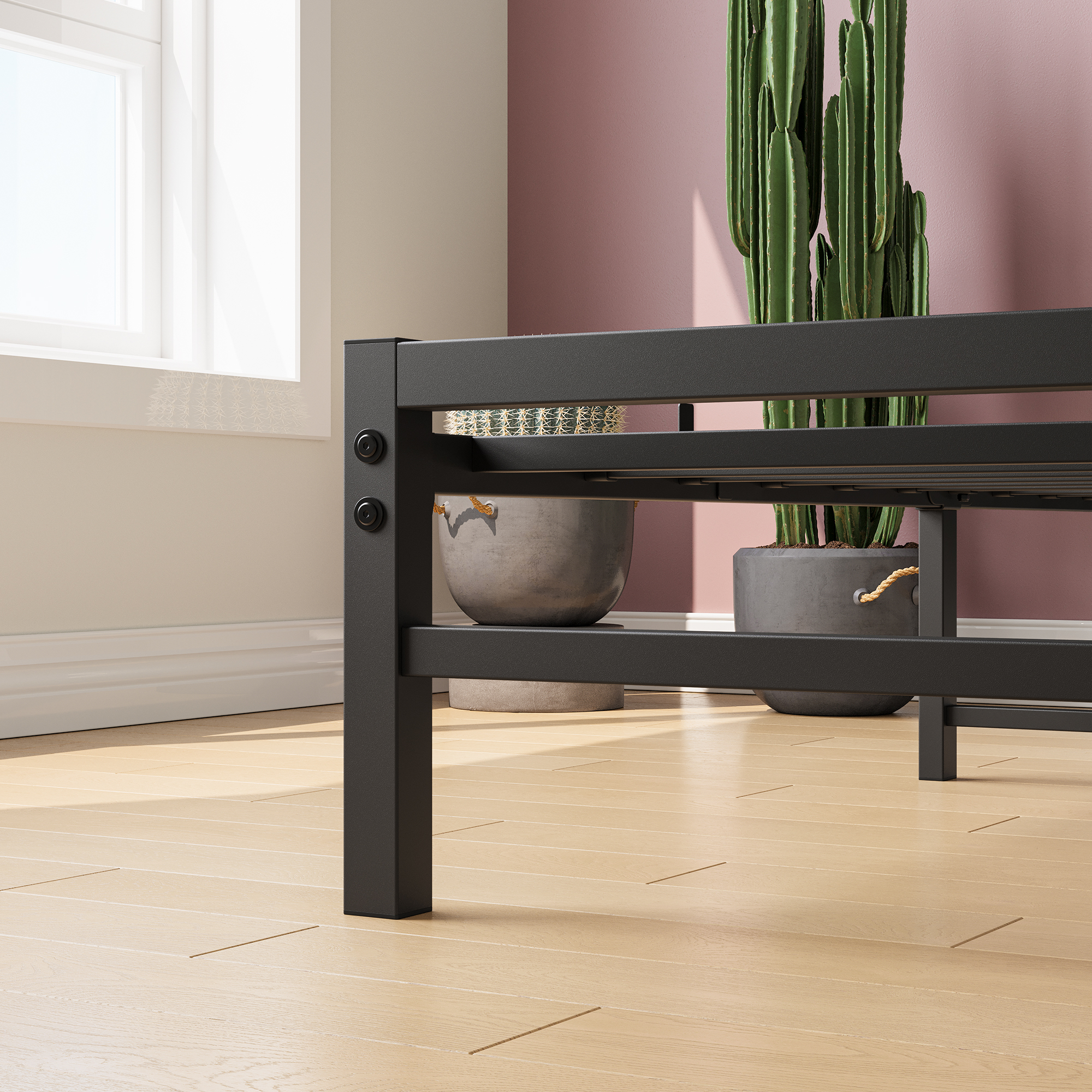 Twin Size Platform Bed Frame With Headboard