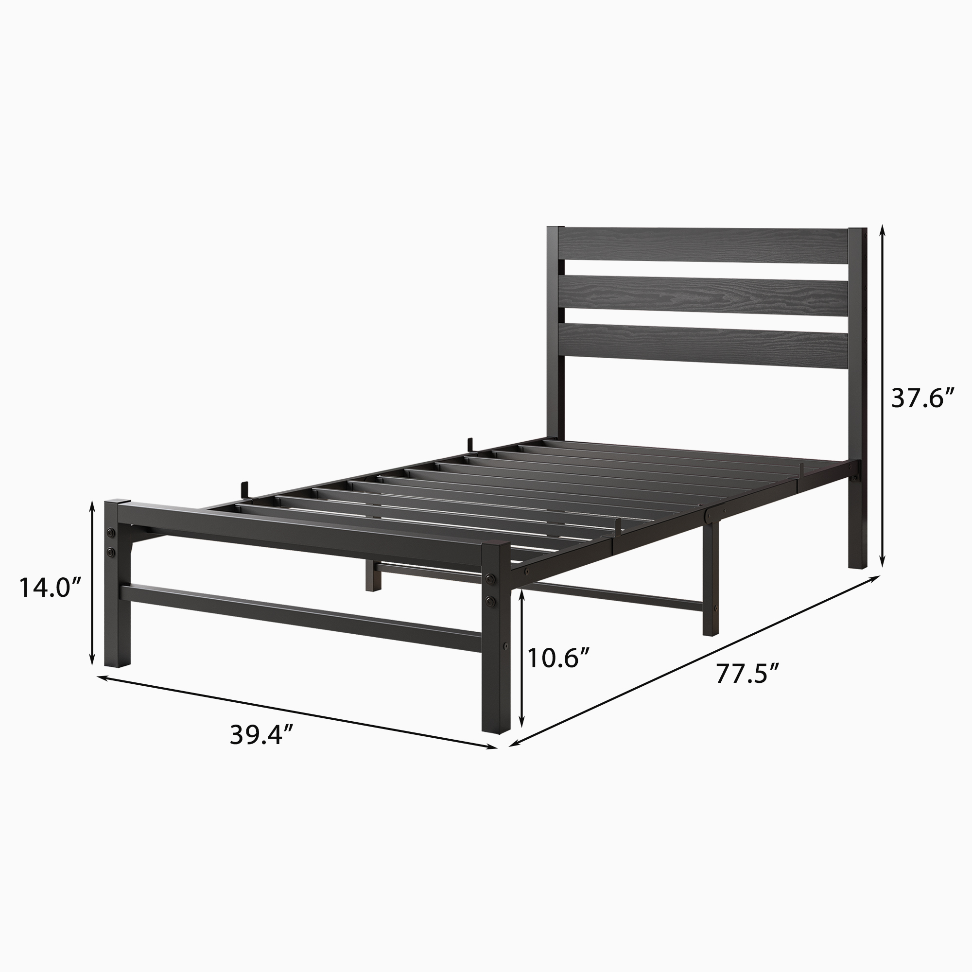 Twin Size Platform Bed Frame With Headboard
