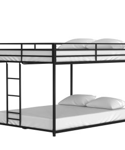 Metal Twin Over Full Bunk Bed with Ladder and Guardrails