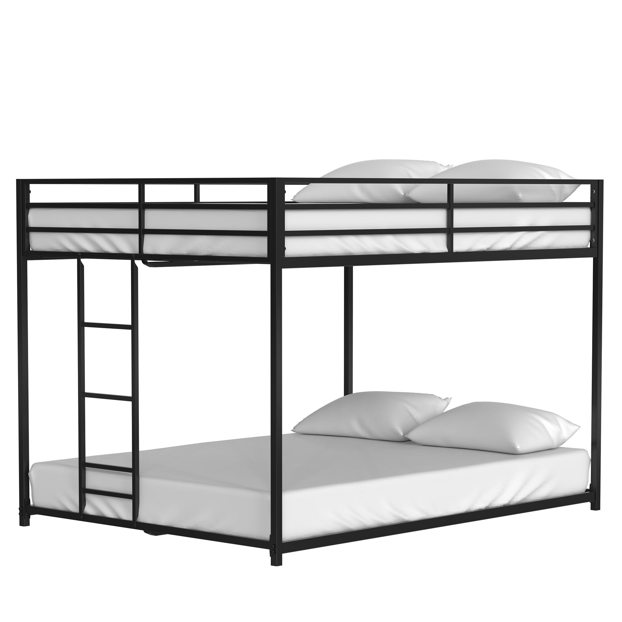 Metal Twin Over Full Bunk Bed with Ladder and Guardrails