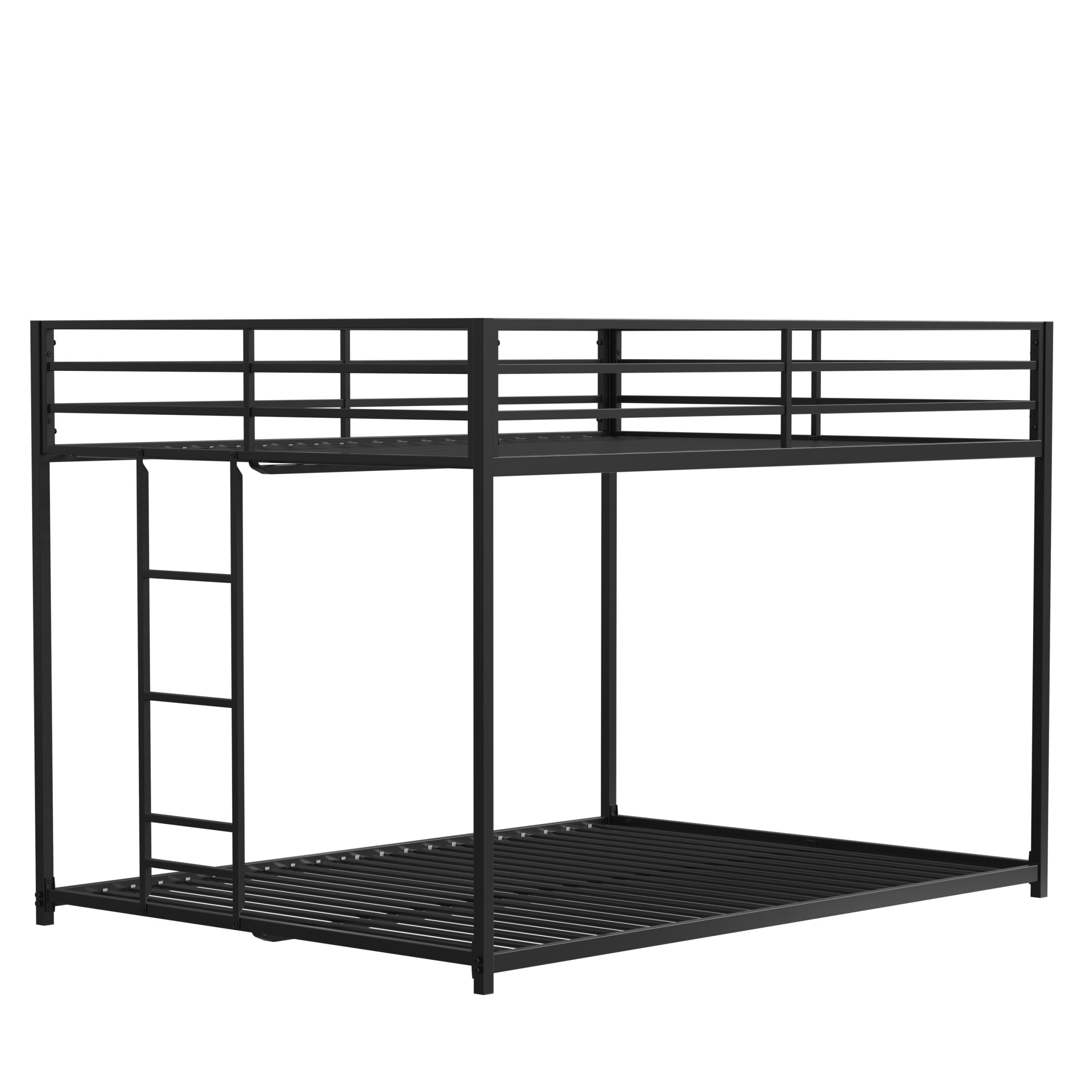 Metal Twin Over Full Bunk Bed with Ladder and Guardrails