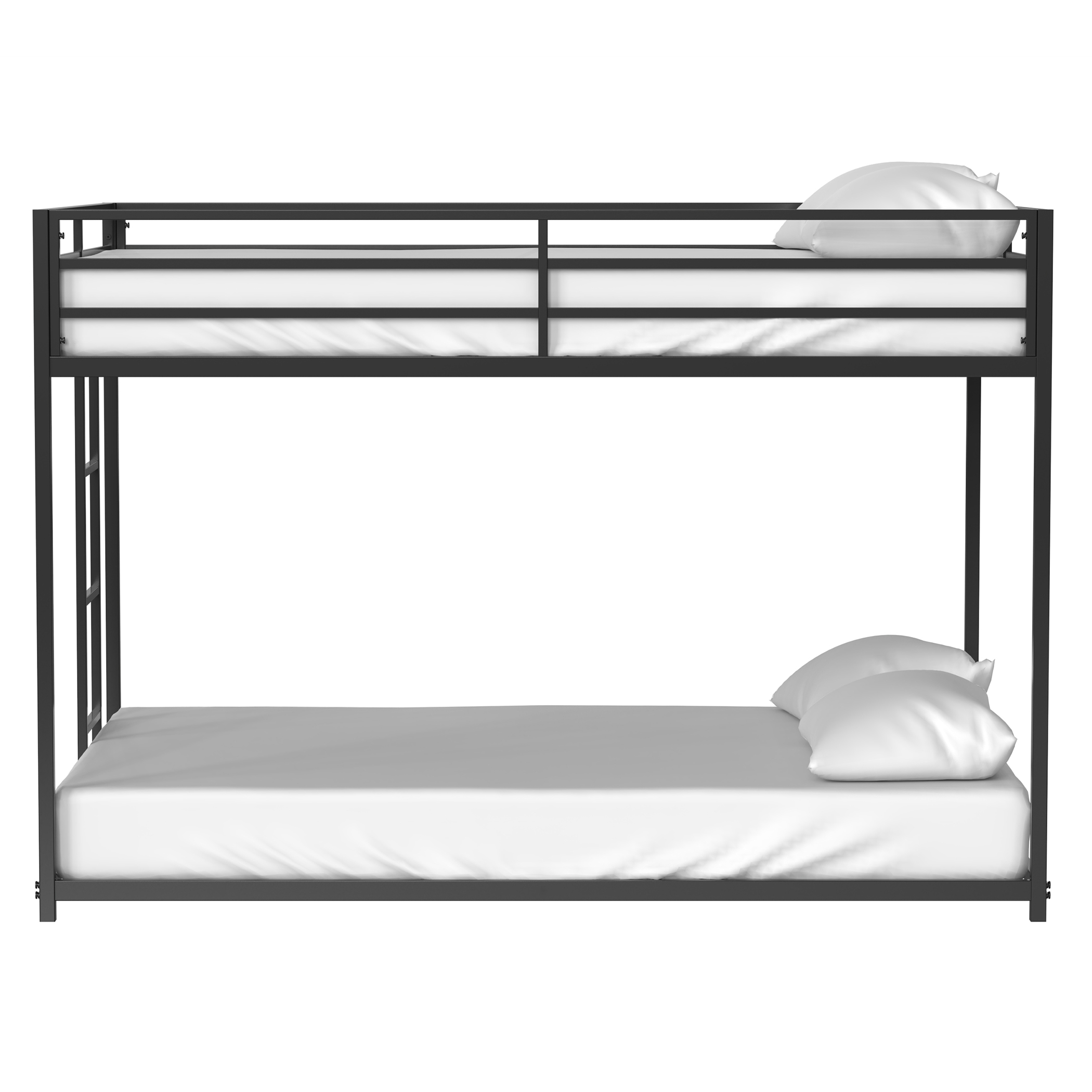 Metal Twin Over Full Bunk Bed with Ladder and Guardrails