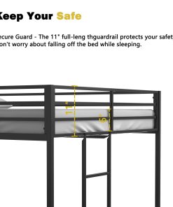Metal Twin Over Full Bunk Bed with Ladder and Guardrails