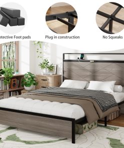 MDF+Metal Full Size Platform Bed Frame