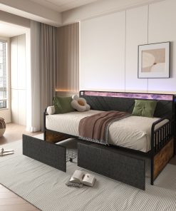Sturdy Metal Twin Daybed With Drawers