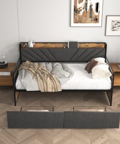 Sturdy Metal Twin Daybed With Drawers