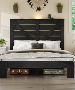 Wood Queen Bed Frame with Headboard