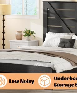 Full Wood Platform Bed Frame with Headboard