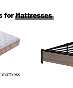 Wooden Platform Bed Frame With Storage LED Light Headboard