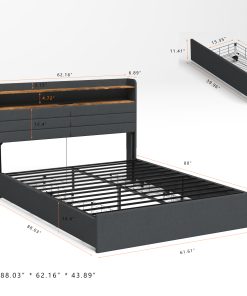 Queen Bed Frame with 4 Storage Drawers