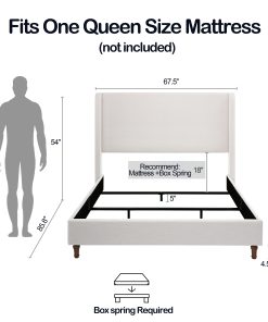 Hayden Upholstered Wingback Bed, Queen Size