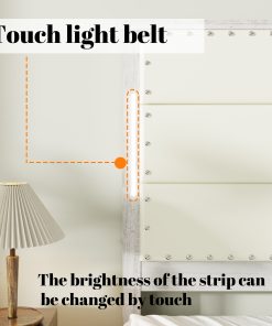 Queen Size Bed Frame with Upholstered Headboard and 4 Storage Drawers