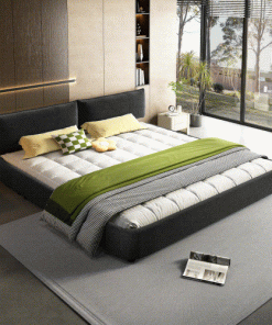 King Size Cloud Bed Frame with Oversized Padded Movable Headboard