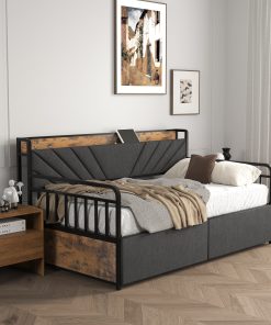 Sturdy Metal Twin Daybed With Drawers