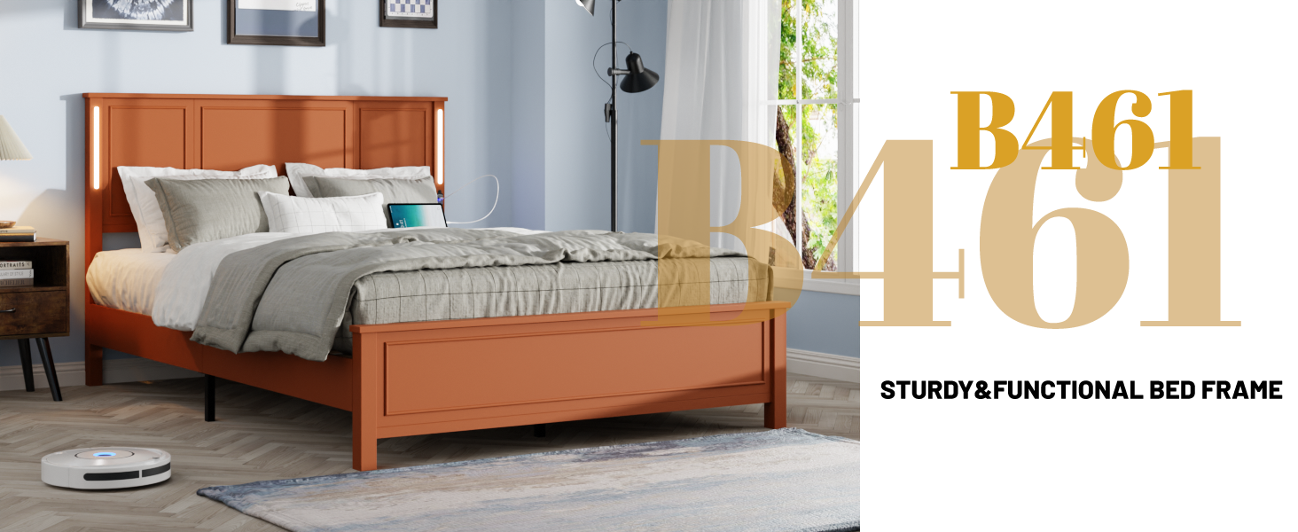 Queen Size Platform Bed Frame With Headboard And Footboard