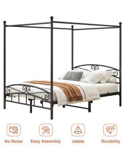 Queen Size Metal Canopy Bed Frame