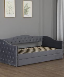 Twin Size Upholstered Daybed with Trundle and USB Charging