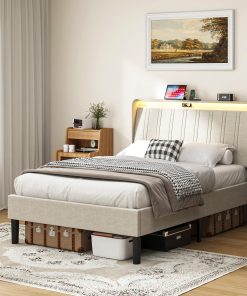 Upholstered Twin Size Platform Bed Frame