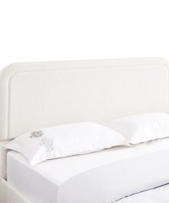 Queen Ivory Boucle Upholstered Platform Bed