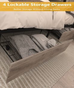 King Size Platform Bed with Storage Headboard
