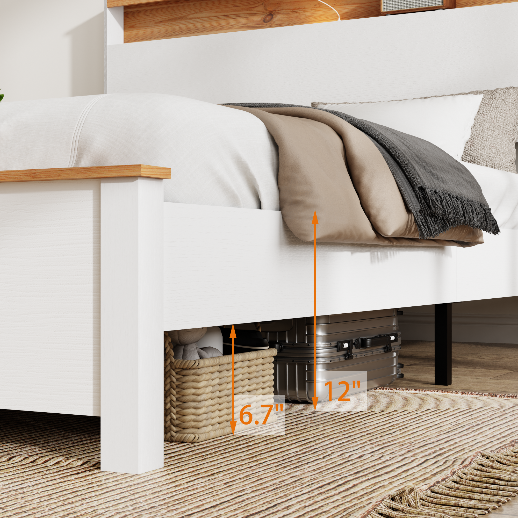 King Bedstead With Charging Station All Wood Bed Frame