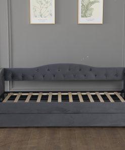Twin Size Upholstered Daybed with Trundle and USB Charging