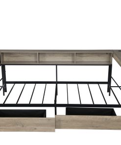 Full Size Corner Bed Frame With Bookcase And 2 Drawers