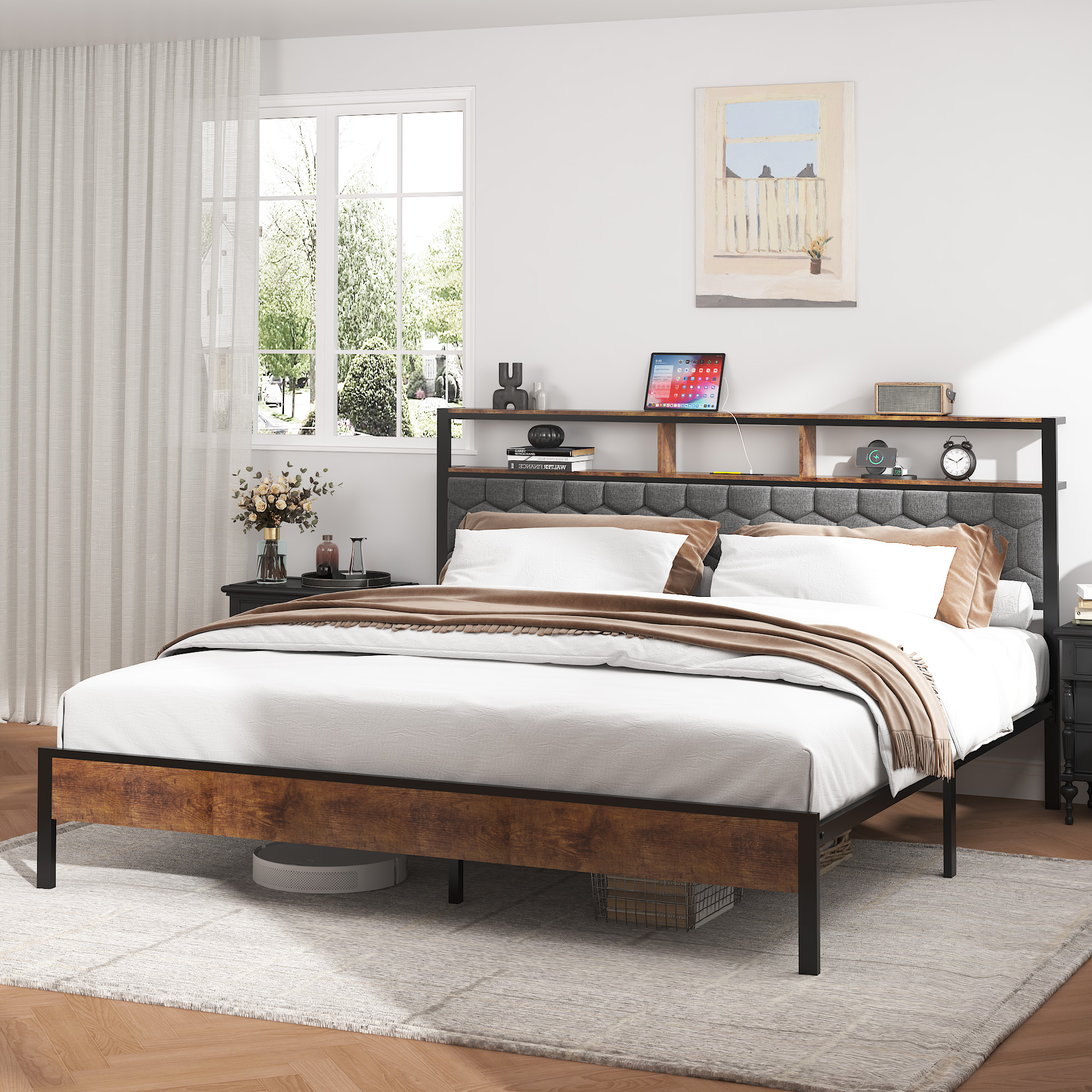 King Size Wooden Platform Bed Frame