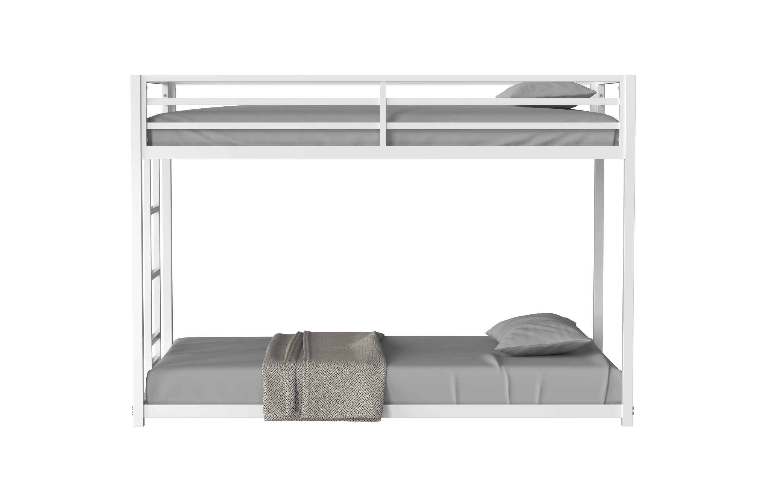 White Twin Over Twin Bunk Bed For Kids And Adult