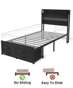 Twin Size Bed Frames with Storage Drawers