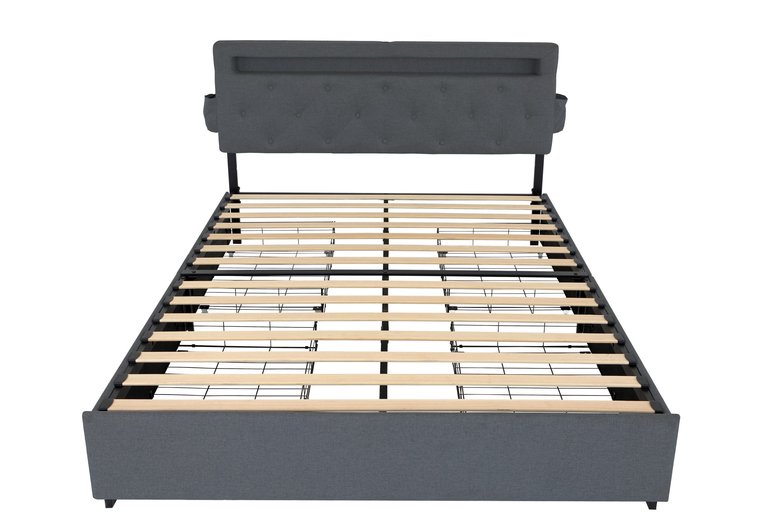 Queen Bed Frame with USB Charging Station & LED Lights