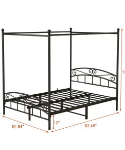 Queen Size Metal Canopy Bed Frame