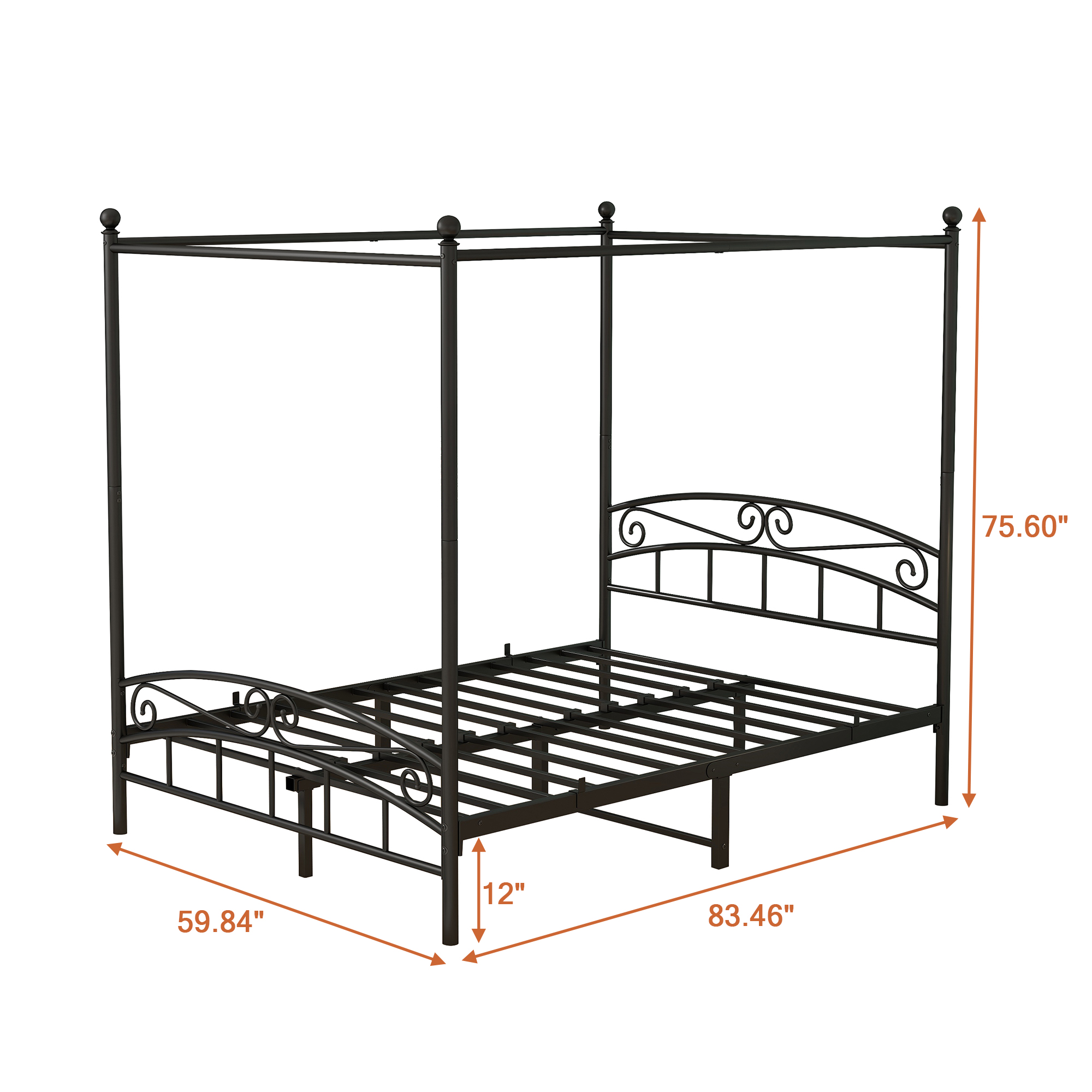 Queen Size Metal Canopy Bed Frame