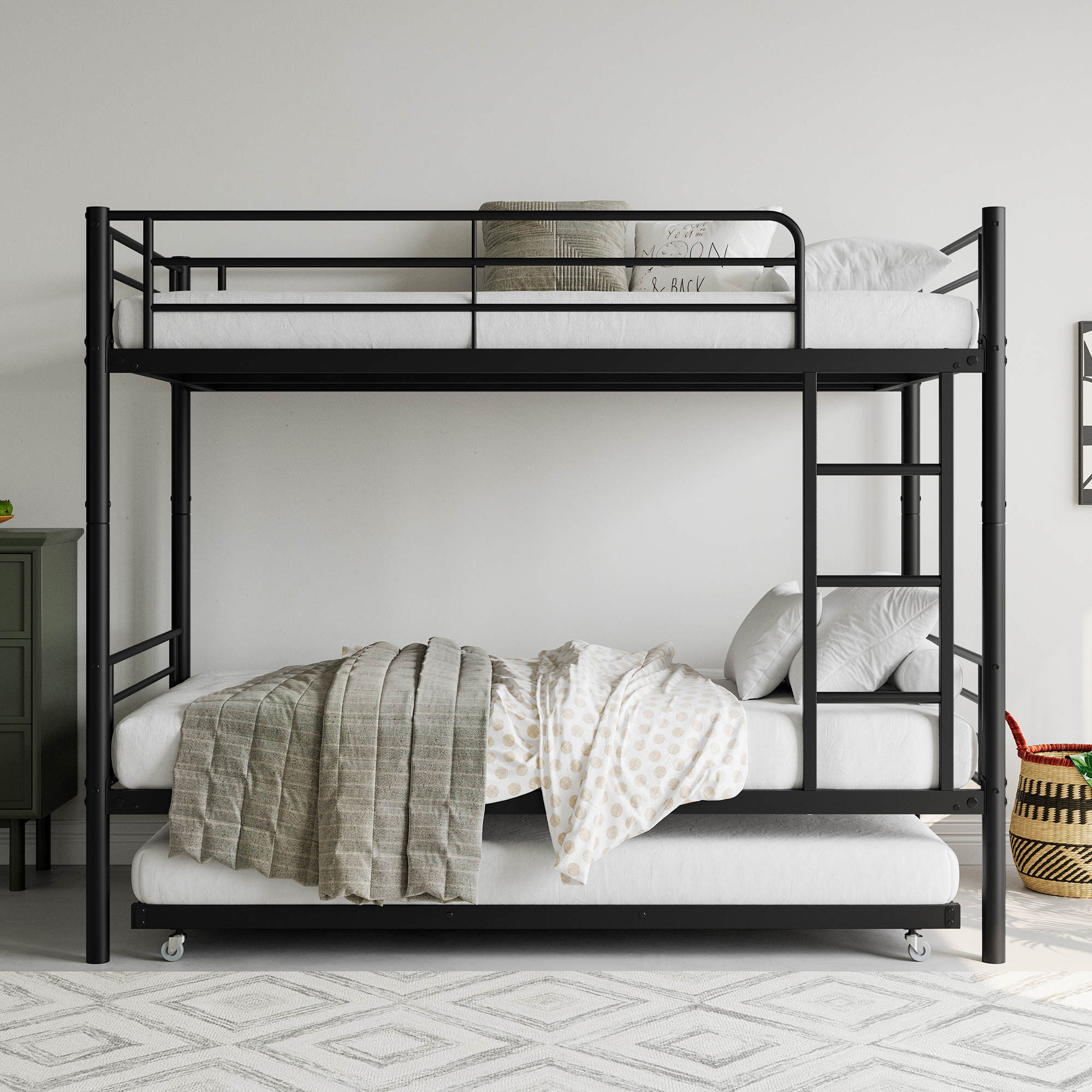 Metal Twin over Twin Bunk Bed With Trundle