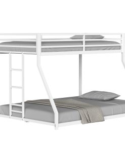 White Twin Over Full Bunk Bed For Kids And Adult