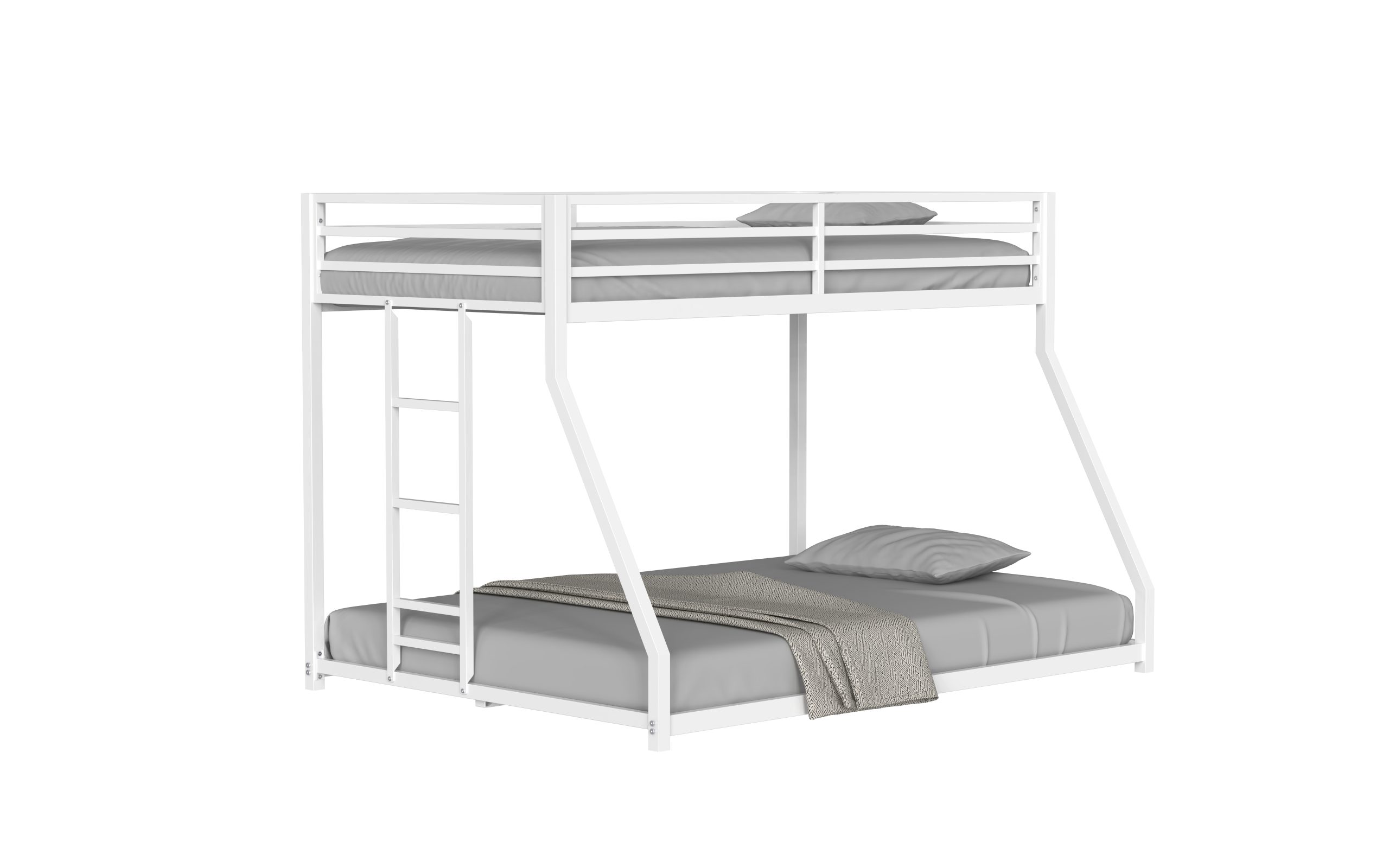 White Twin Over Full Bunk Bed For Kids And Adult