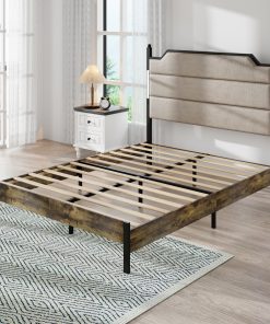 Queen Size Bed Frame with Upholstered Headboard