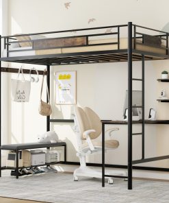 Twin Size Loft Bed Frame With Storage