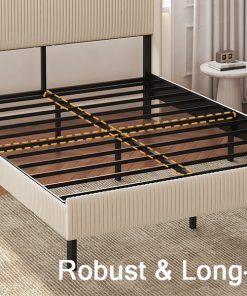 Metal Queen Size Platform Bed With Charging Station