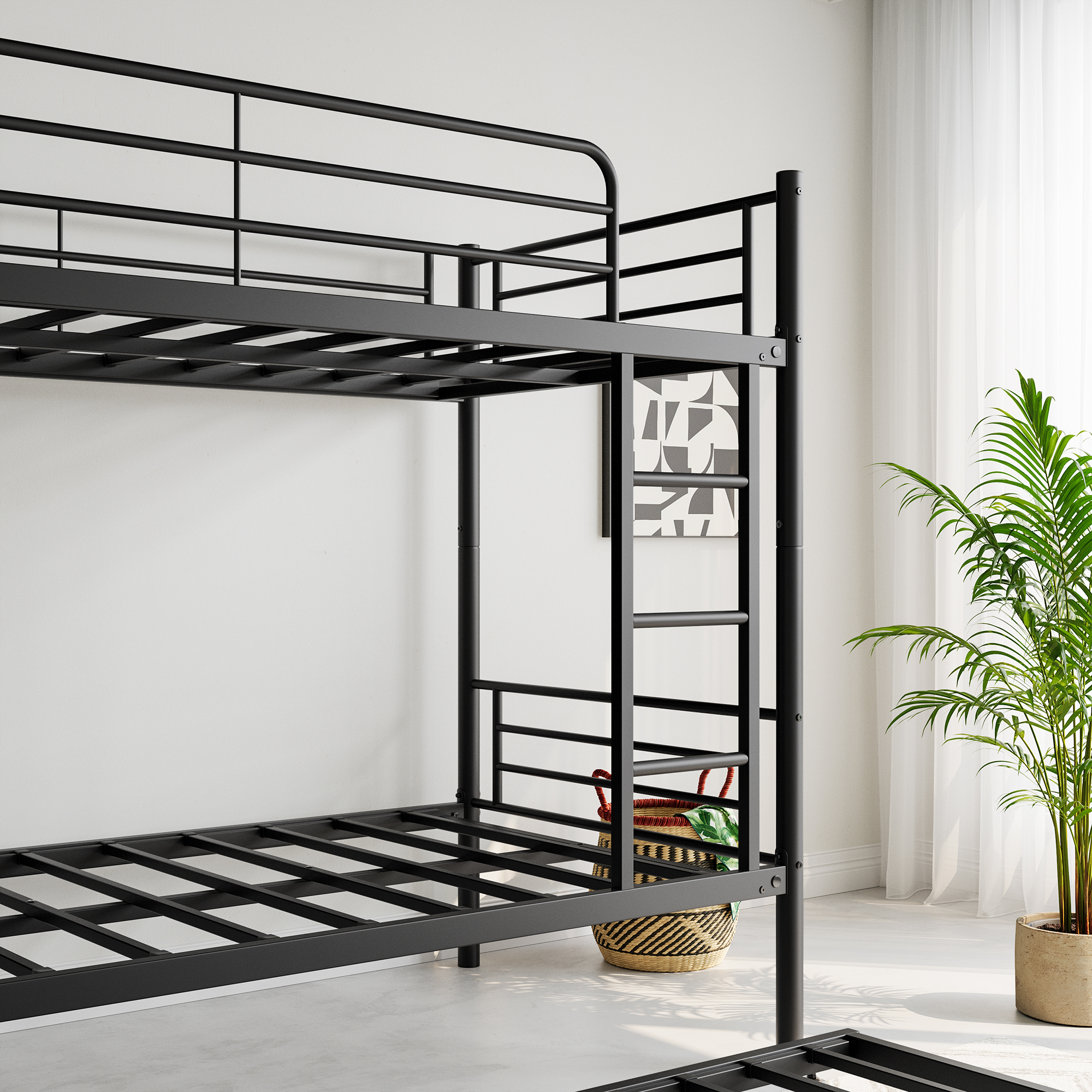 Metal Twin over Twin Bunk Bed With Trundle