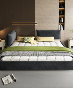 King Size Cloud Bed Frame with Oversized Padded Movable Headboard