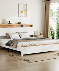 King Bedstead With Charging Station All Wood Bed Frame