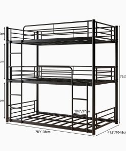 Twin Over Twin Over Twin Metal Bunk Bed Platform Frame